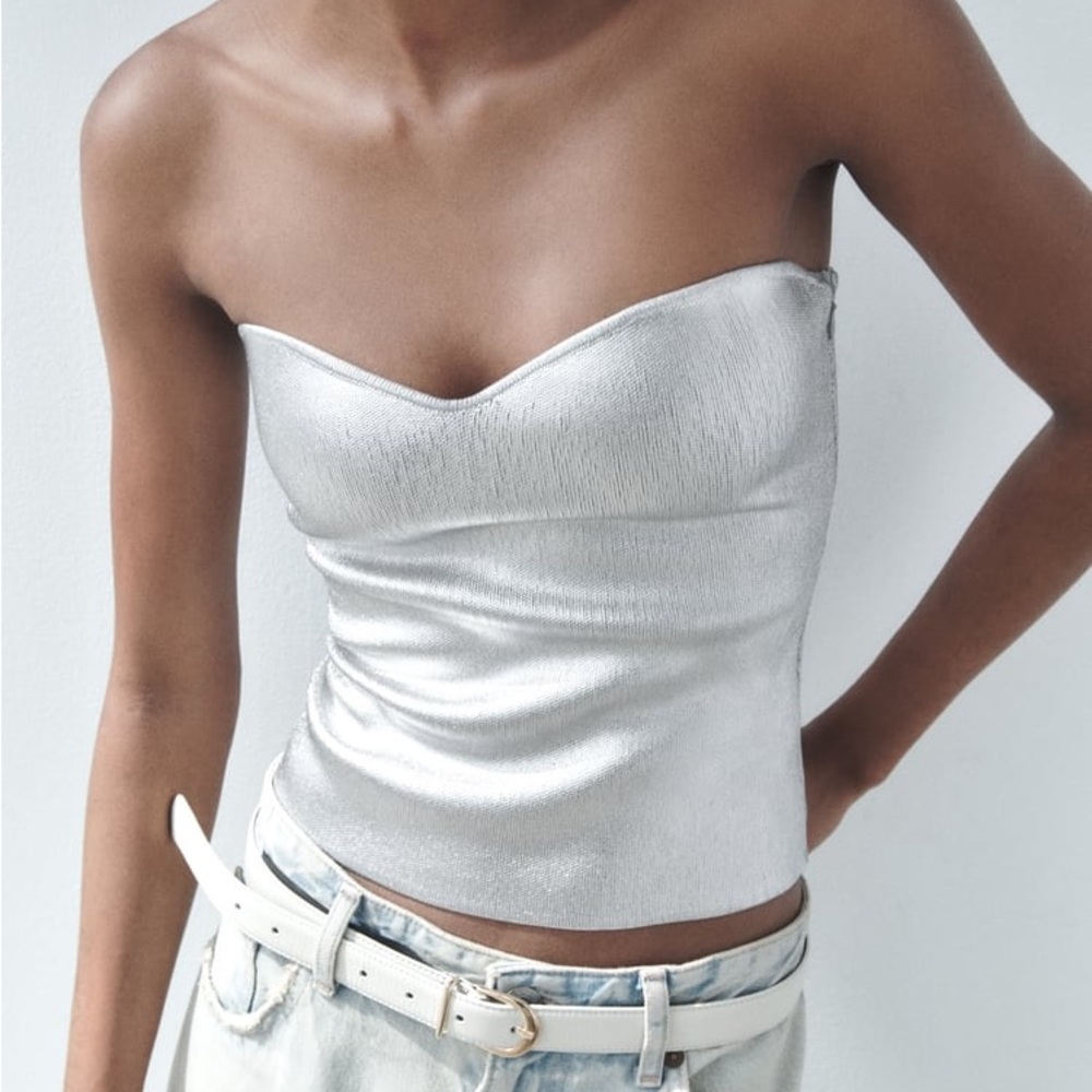 NWT Zara knit metallic bustier- blogger fave!